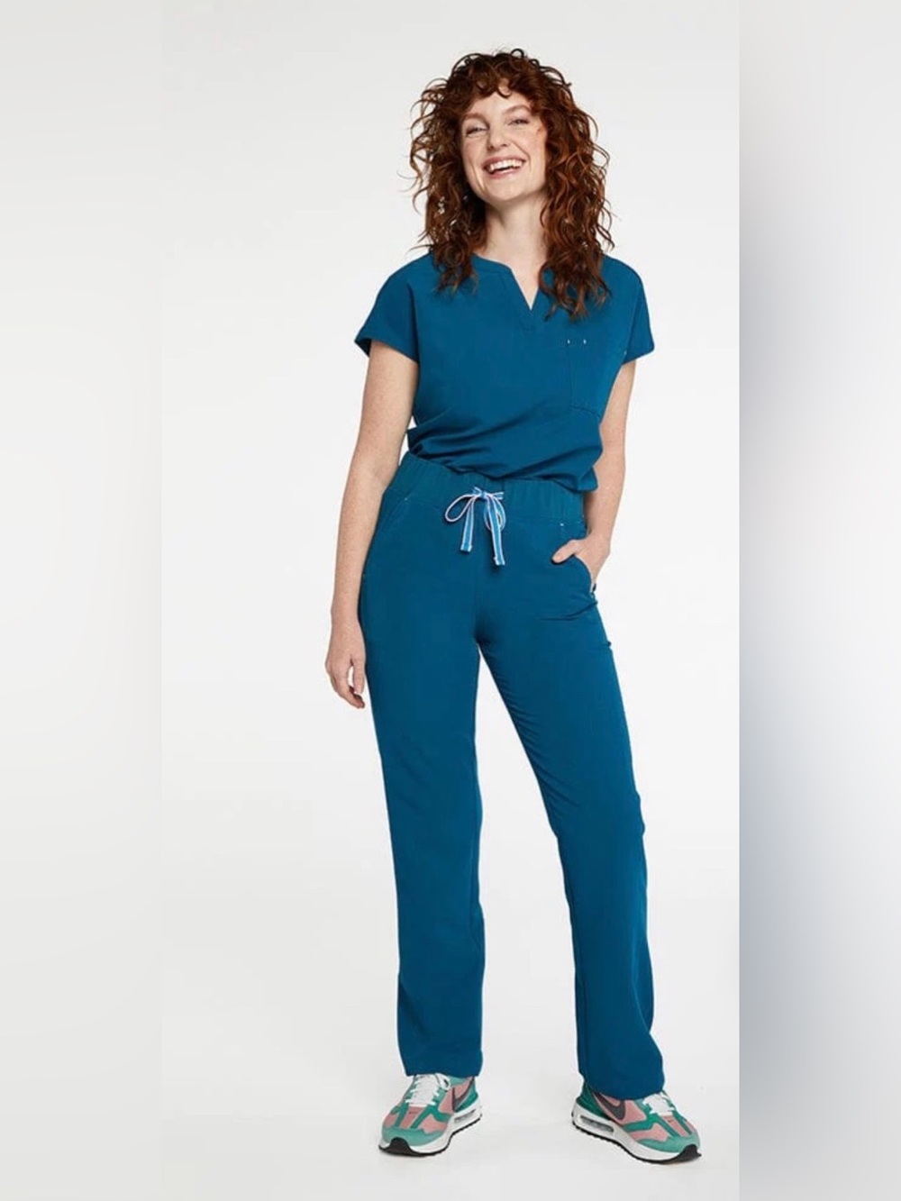 Dolan District High Waisted 6-Pocket CORE Scrub Pant in Caribbean Blue